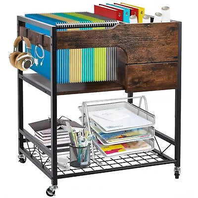 Rolling File Cart With WheelsRolling Hanging File Cart Mobile File Cabinet... • $98.04
