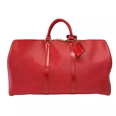 Louis Vuitton Epi Keepall 50 M42967 Boston Bag Epi Leather Red Authentic 11855 • $440