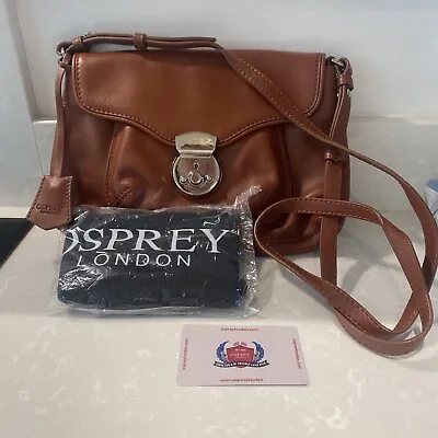 £14.80 • Buy OSPREY Brown Tan Cross Body LEATHER BAG Lock Key BNWT Silver Strap Genuine