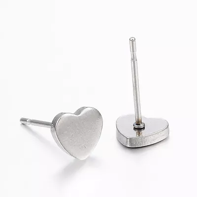 £1.99 • Buy Silver Stainless Steel Low Allergy Heart Stud Earrings By BB With Backs