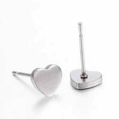 £1.99 • Buy Silver Stainless Steel Low Allergy Heart Stud Earrings By BB With Backs
