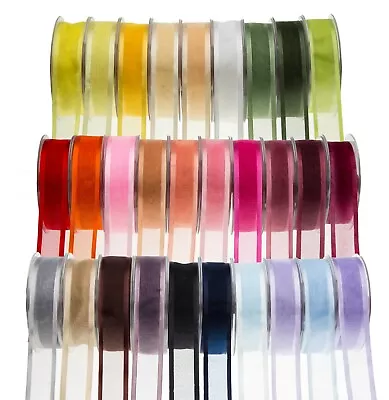 Satin Edge Organza Ribbon Reels Rolls 2 Sided Face 25 Metre Plain Width 10-40mm • £7.50