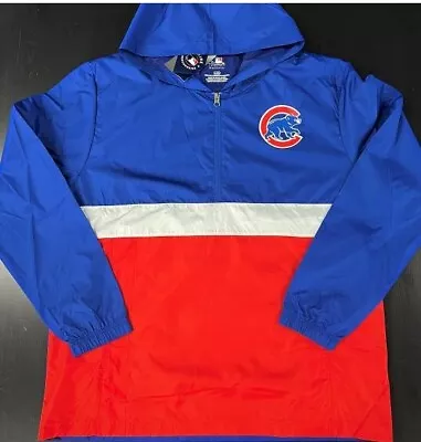 MLB Chicago Cubs 1/4 Zip Baseball Windbreaker Jacket New Mens Sizes • $29.99