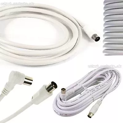 £2.99 • Buy Right Angle Coaxial Coax Aerial Rf Cable Lead Male To Male - Tv/dvd/freeview/sky