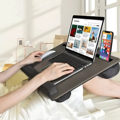 Portable Knee Laptop Cushion Lap Tray Reading Table Tablet Holder Computer Desk • £18.94