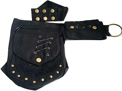 Vintage Crafts Leather Cotton Waistbag Practical Fannypack Travel Utility Belt3 • $80.48