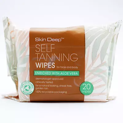 6 X Skin Deep Self Tanning Wipes Face & Body With Aloe Vera 20 Per Pack • £11.09