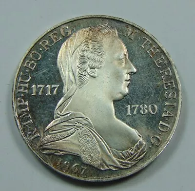 AUSTRIA ~ 1967 .800 SILVER 25 SCHILLING COIN - Anniversary Of Maria Theresa • $35