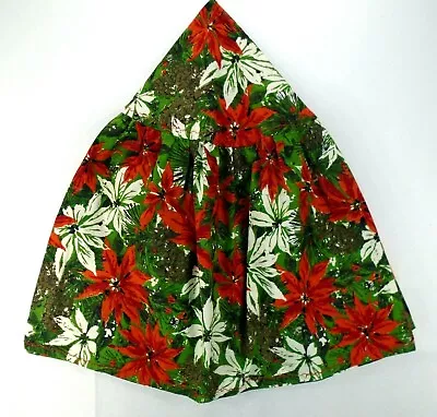 Vintage Red Green Poinsettia Christmas Cotton Decorative Round Table Topper 20   • $21.95