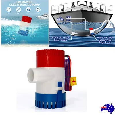 $15.99 • Buy 1100GPH 12V Submersible Bilge Water Pump Fishing Boat Caravan Camp Auto Marine 
