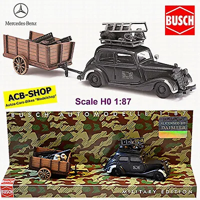 Mercedes Benz 170 V Armed Forces With Echtholzanhänger 1:87 Busch 41406 • $22.42