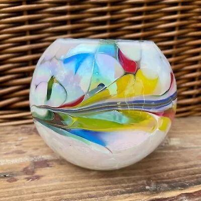 Tea Light Holder Multi Colour Glass Candle Globe By Milford Handmade Nightlights • £12.95