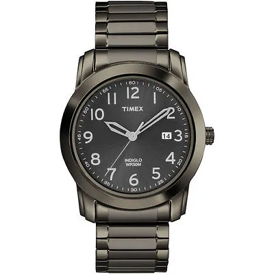 Timex T2P135 Men's Black Dress Expansion Watch Indiglo Date NEW • $48.30