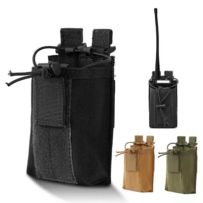 Tactical Molle Pouch Adjustable Radio Holster Bag Walkie Talkie Holder Duty Belt • $8.89