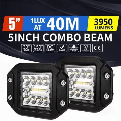 Lightfox 2x 5inch Osram Flush Mount Square LED Work Light 4x4 Reverse Lamp 12V • $24.95