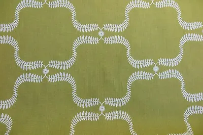 VANESSA ARBUTHNOTT FABRIC DESIGN   Up The Garden Path  2 METRES LIME 100% LINEN • £64.99