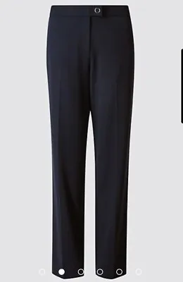 M&S Collection Straight Leg Navy Blue Trousers - Size 8 Long - New With Tags • £15