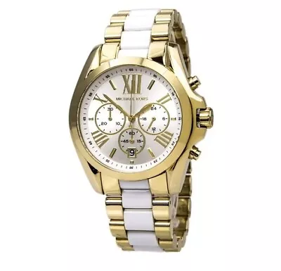 Michael Kors Women's Chronograph Mini Bradshaw White & Gold-Tone Watch MK5907 • $148.50