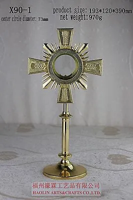 Brass Monstrance Reliquary With Luna Church Or Home Catholic+Relic+15.36 H X90-1 • $304