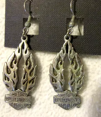 Harley Davidson Logo  Flame Drop Earrings • $12