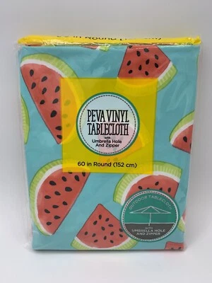 $8 • Buy Tablecloth Vinyl Round Watermelon Fruit 60 In PEVA Outdoor Umbrella Hole Zipper