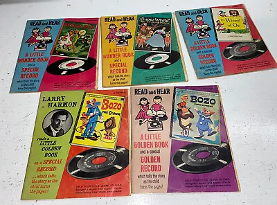 Lot 9 Vintage Golden Records Read And Hear 45’s & Books Children’s Stories Bozo • $22