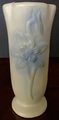 VAN BRIGGLE  Moon Glow  Matte White W/Blue Dust/Accent  Art Vase Perfect Fine! • $295