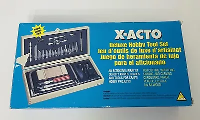 $39.99 • Buy Vintage X-Acto 26 Piece Deluxe Hobby Tool Knife Set #5087 W/Wooden & Outer Box