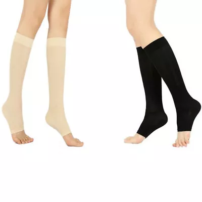 PEDIMEND™ Open Toe Knee High Firm Graduated Compression Socks For Men & Women • £10.89