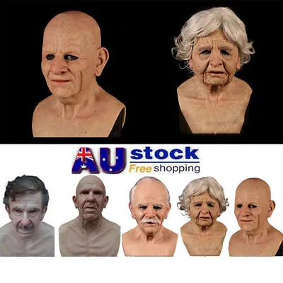 Latex Old Man Women Disguise Realistic Mask Cosplay Costume Halloween Xmas Party • $23.50