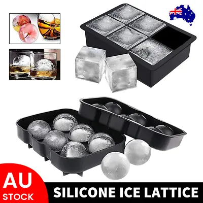 6 Large Ball Maker Whiskey Mould Big Mold Sphere Round Silicone Ice Cube Tray • $10.89