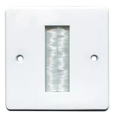 Brush Faceplate For Cable Exit Wall Outlet Single 1 Gang Cable Tidy Plate White • £3.79