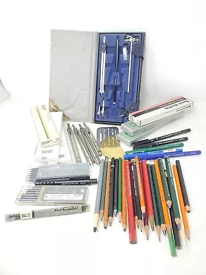 Lot - Misc Drafting Tools Pencils Leads Erasers Compass Vintage • $18.95