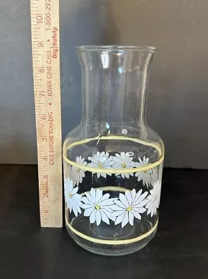 Vintage Libbeys Lemonade Pitcher Jar Jug 1980s Glass Daisies White Yellow No Lid • $7.50