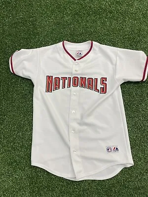 Washington Nationals Majestic MLB Size Youth XL White Jersey Made In USA • $24.90