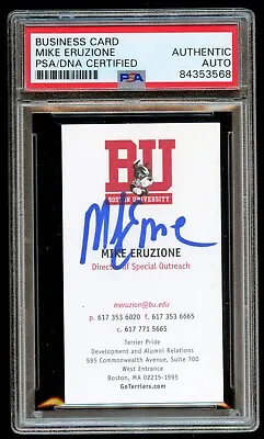 Mike Eruzione Signed Autograph Auto Boston University Business Card PSA Slabbed • $90