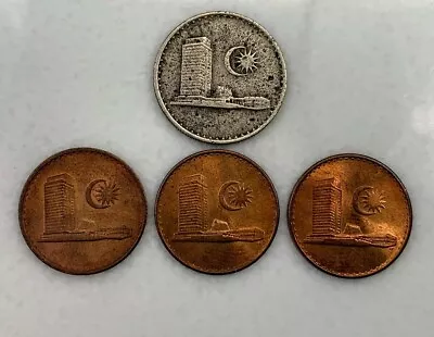 4 MALAYSIA SEN COINS 1967-1971 Ten Sen Coin KM# 3 / One Sen Coin KM# 1 Bronze • $3.99