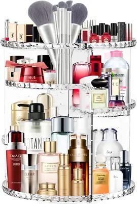 Makeup Organizer Rotating Storage Perfume Cosmetics Cases 4 Tray Adjustable • $16.99