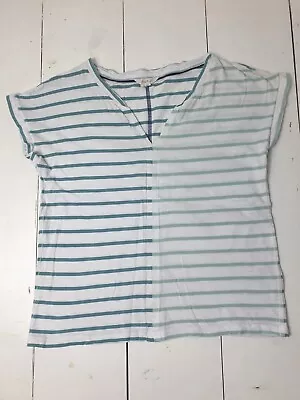 White Stuff Stripe Striped Nautical  Mariner White Aqua Green Blue T Shirt Top • £7