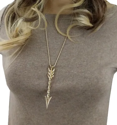 Gold Tone Arrow Pendant Necklace Serpentine Chain 24  • $11.19