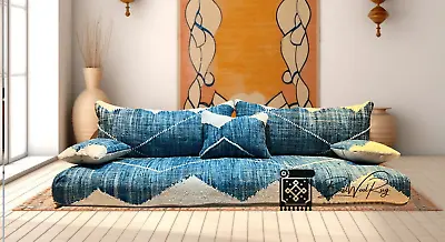 Stuffed Moroccan Floor Couch Set With Cushions Floor Sofa  Arabic Couch • $450