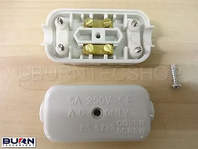 5A In-Line Connector Box 2 Terminal Join Mains Cable Flex Mains • £3.76