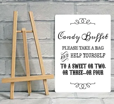 £13 • Buy A4 Candy Buffet Sweet Cart Jar Stall Table Sign Wedding Party With Easel BLACK