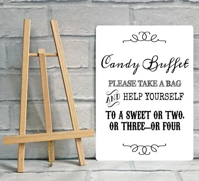 A4 Candy Buffet Sweet Cart Jar Stall Table Sign Wedding Party With Easel BLACK • £13