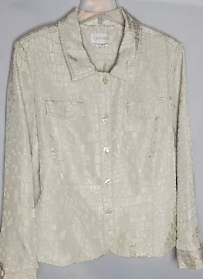 Erin London Women's Faux Snake Ivory Jacket Lined Sized XL Extra Large • $18