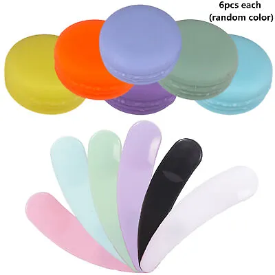 6pcs Cosmetic Container Random Color Sample Pots Macaron With Spoons For Travel • £5.70