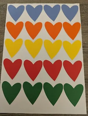 40 Colourful Heart Shaped  Emblems  Card Making Scrapbooking 2 Different Sizes • £1.50