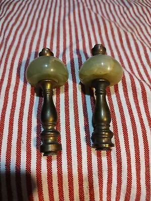 Pair Vintage Lamp Topper  Finial-alabaster/marble Brass  • $24.68