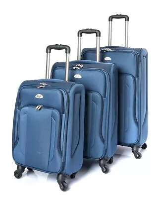 3x Travel Bags Lightweight Suitcases 4 Wheel Trolley Bags Multi Pockets Bags Set • £72.49