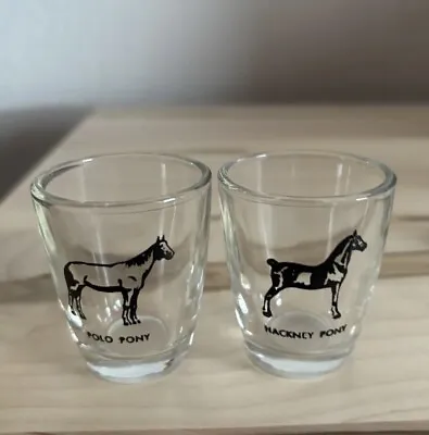 Set Of 2 Horse Shot Glasses Polo Pony Hackney Pony • $8